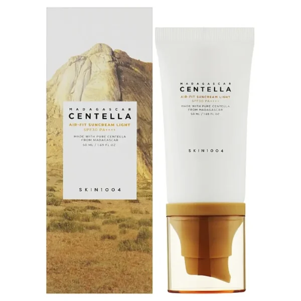 کرم ضد آفتاب بدون رنگ سنتلا Centella اصل مدل ایر فیت Air fit اسکین 1004 با SPF 30