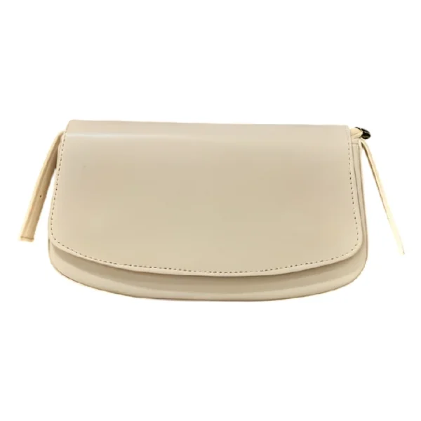 کیف زنانه پکه دار چرم رنگ کرم